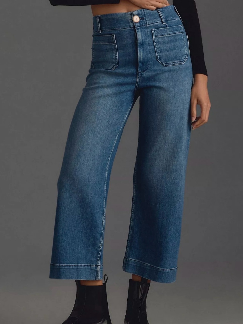 Maeve The Denim Colette Cropped Wide Leg Jeans